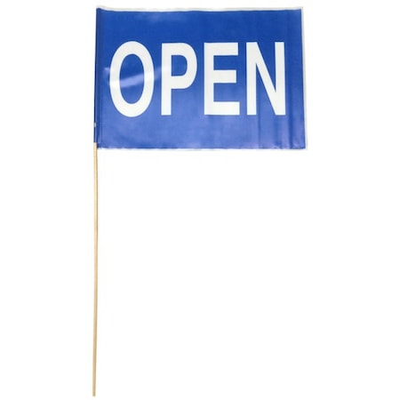 Global Flags Unlimited OPEN Stick Flags Blue 12"x18" Pack of 10 208409